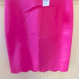 J. Crew Pink Linen Scallop Pencil MIDI Skirt NWT
